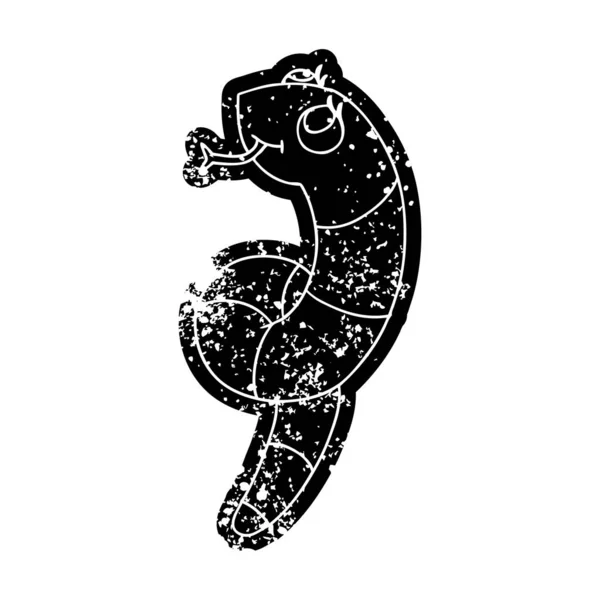 Grunge Distressed Icon Kawaii Cute Snake — Stock Vector