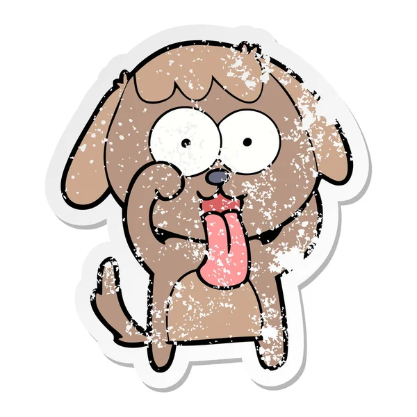 Calcomanía Angustiada Lindo Perro Dibujos Animados — Vector de stock