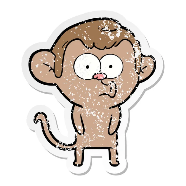 Zoufalý nálepka kreslený houkání opice — Stockový vektor
