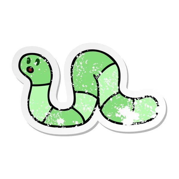Autocollant Affligé Serpent Dessin Animé Dessiné Main Bizarre — Image vectorielle