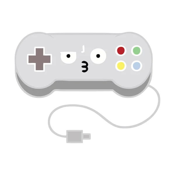 Egale Kleur Retro Cartoon Van Een Game Controller — Stockvector