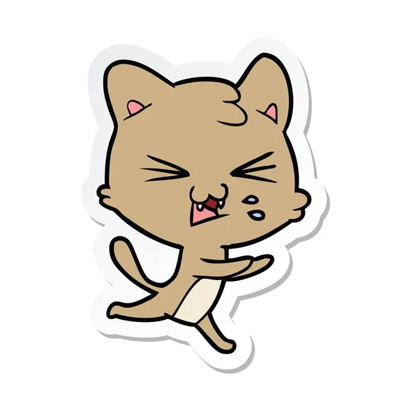 卡通嘶嘶声猫贴纸 — 图库矢量图片