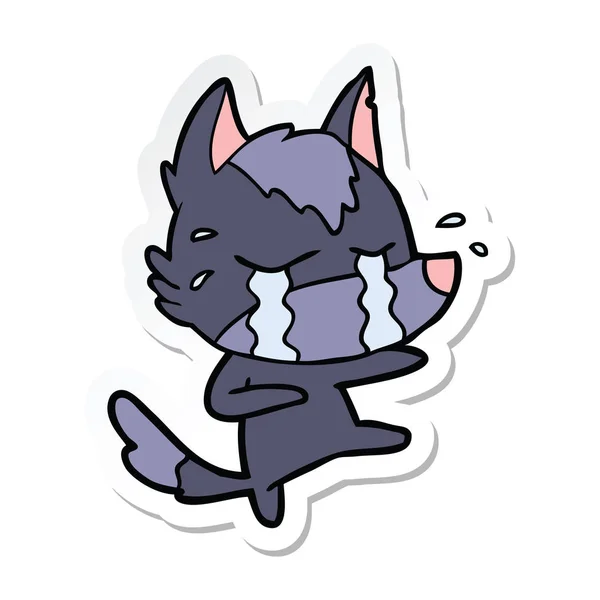 Sticker Van Een Cartoon Huilende Wolf — Stockvector