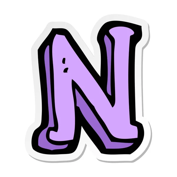 Sticker van een cartoon letter N — Stockvector
