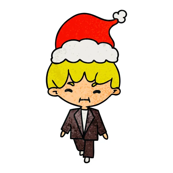 手绘圣诞纹理卡通可爱的男孩 — 图库矢量图片