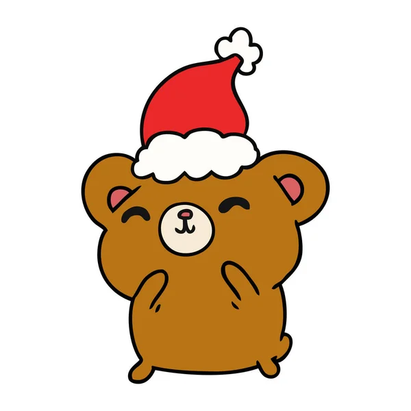 Mão Desenhada Desenhos Animados Natal Urso Kawaii —  Vetores de Stock