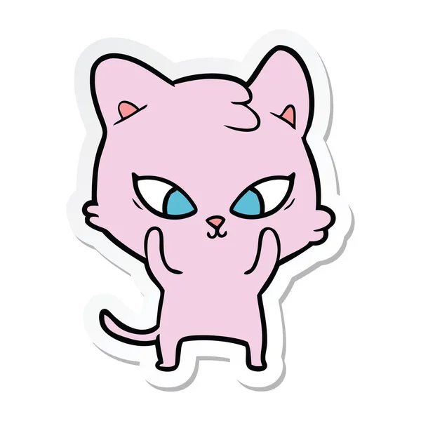 Sticker of a cute cartoon cat — Stock Vector