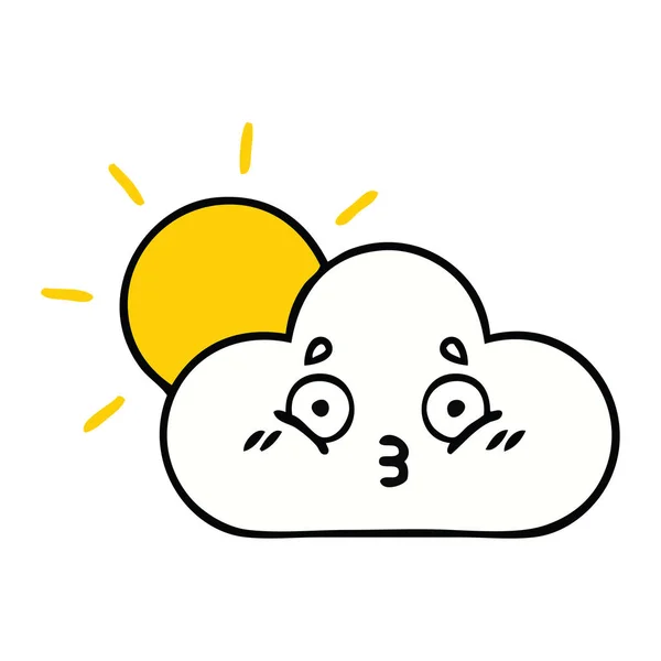 Desenho Animado Bonito Uma Luz Sol Nuvem —  Vetores de Stock