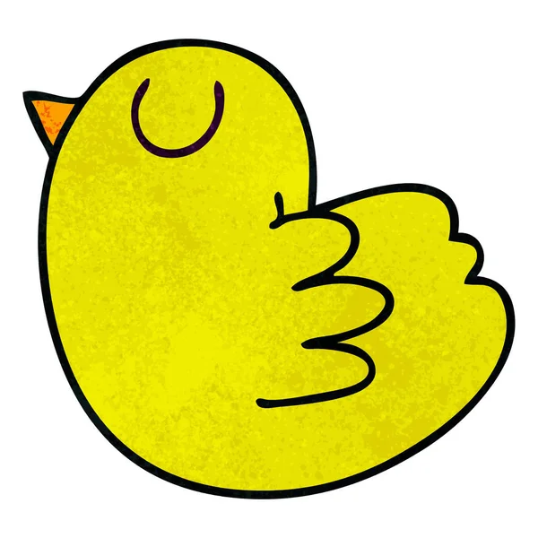 Mão Desenhado Peculiar Desenho Animado Pássaro Amarelo — Vetor de Stock