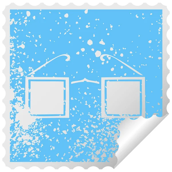 Verontruste plein peeling sticker symbool vierkante glazen — Stockvector