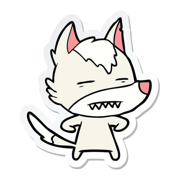 Sticker Cartoon Wolf Showing Teeth — Stock Vector