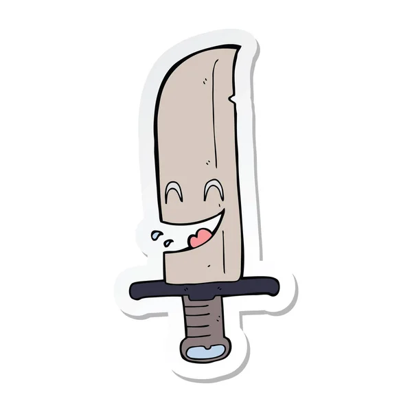 Pegatina de un cuchillo de risa de dibujos animados — Vector de stock