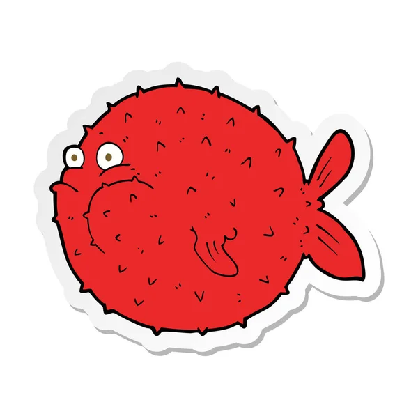 Sticker Cartoon Puffer Fish — Stock Vector