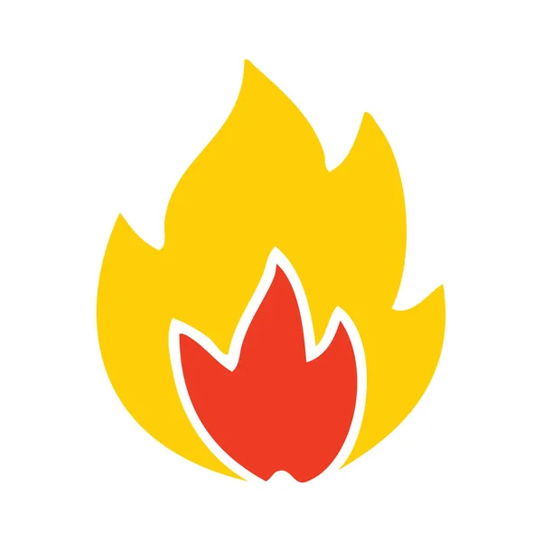 Плоский Цветной Ретро Мультфильм Пожаре — стоковый вектор