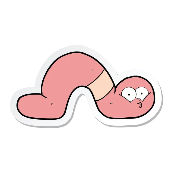 Sticker van een cartoon worm — Stockvector