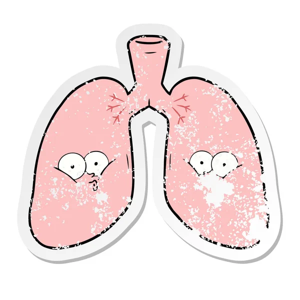 Distressed Sticker Cartoon Lungs — Stock Vector