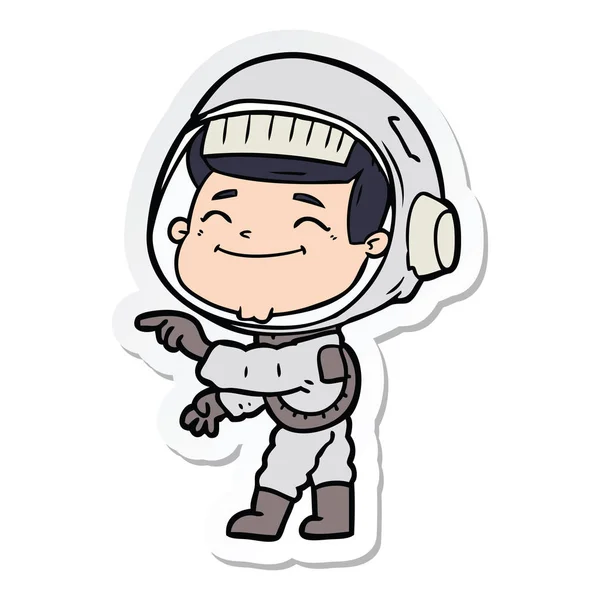 Etiqueta Astronauta Desenhos Animados Feliz —  Vetores de Stock