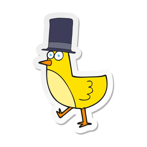 Наклейка мультяшного птаха в капелюсі — стоковий вектор