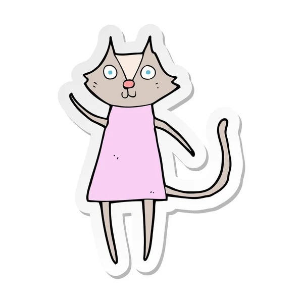 Pegatina Lindo Gato Dibujos Animados Ondeando — Vector de stock