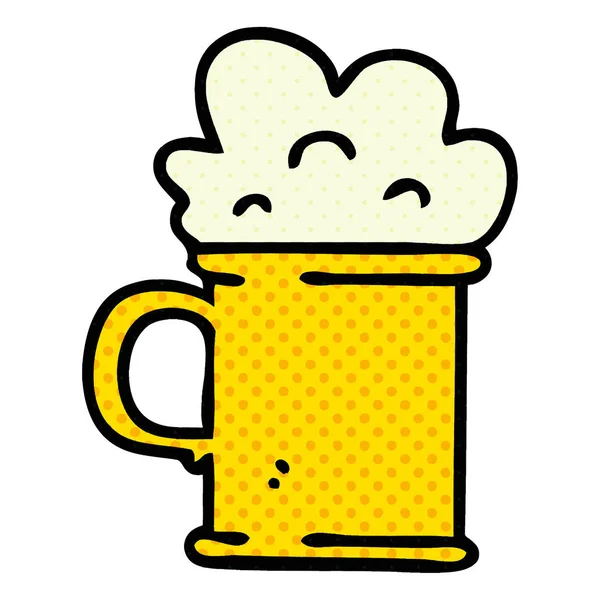 Estilo Banda Desenhada Peculiar Tankard Desenho Animado Cerveja — Vetor de Stock
