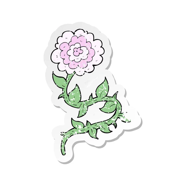 Retro Distressed Sticker Cartoon Flower — Stock Vector