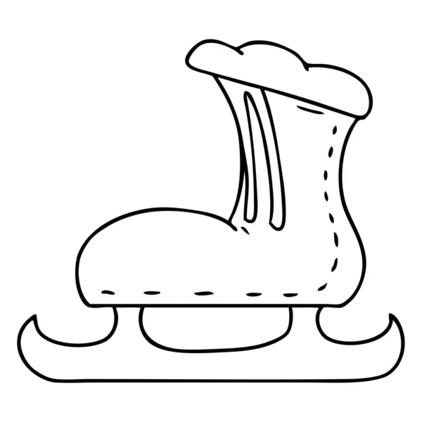 Linha Desenhada Mão Desenho Doodle Uma Bota Patinagem Gelo — Vetor de Stock