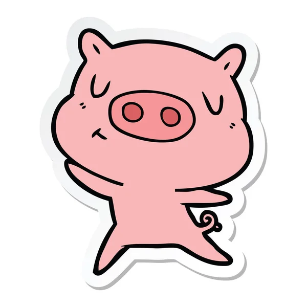 Aufkleber Eines Schweins Mit Cartoon Inhalt — Stockvektor