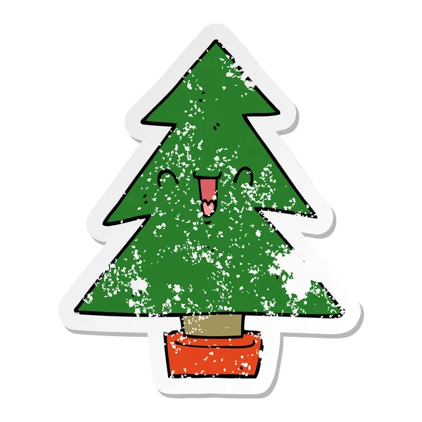 Aufkleber Eines Cartoon Weihnachtsbaums — Stockvektor