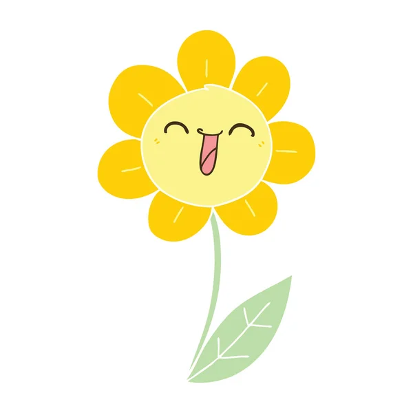 Hand Drawn Quirky Cartoon Happy Flower — Stock Vector