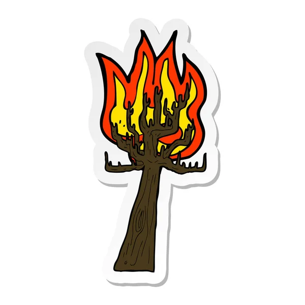 Sticker Cartoon Tree Fire — Stock Vector