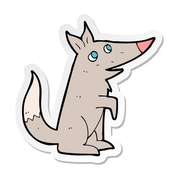 Pegatina de un cachorro de lobo de dibujos animados — Vector de stock