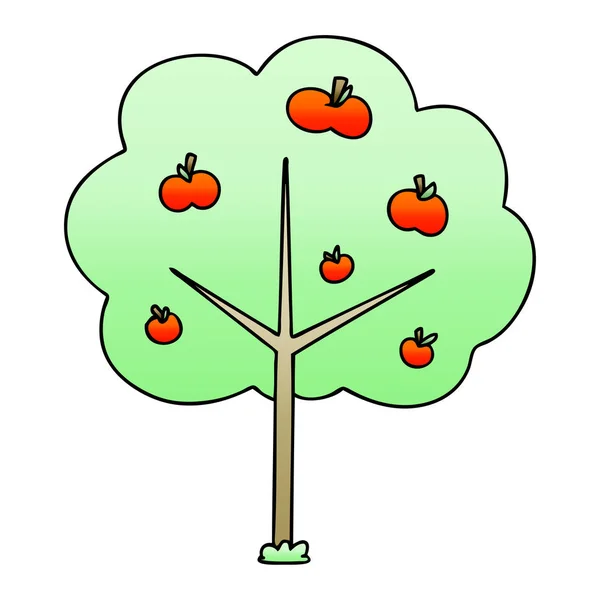 Gradient Shaded Quirky Cartoon Apple Tree — Stock Vector