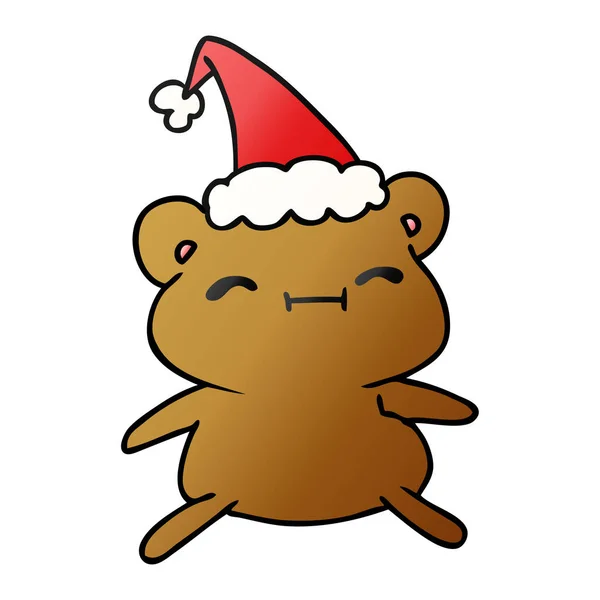 手绘圣诞节梯度卡通片的可爱熊山 — 图库矢量图片