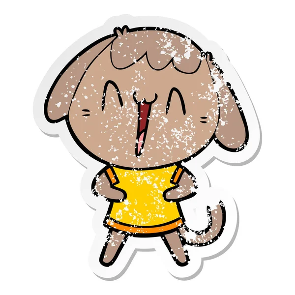 かわいい漫画の犬の苦しめられたステッカー — ストックベクタ