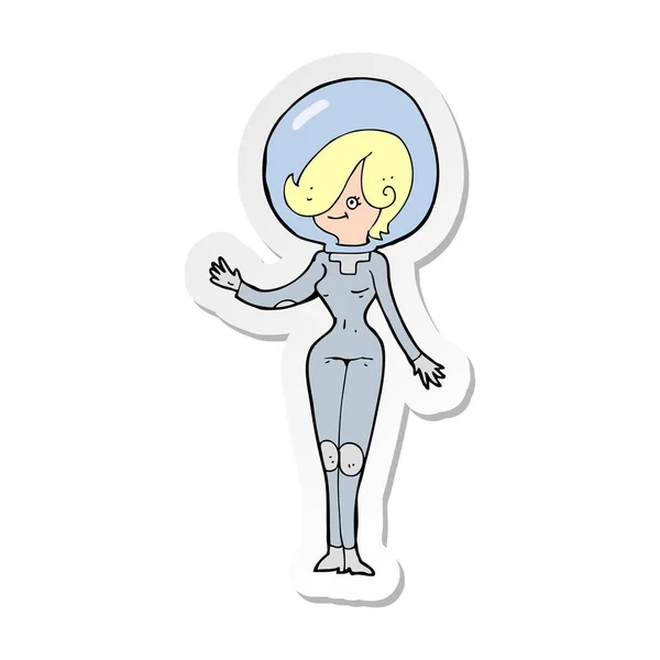 Sticker Cartoon Space Woman — Stock Vector