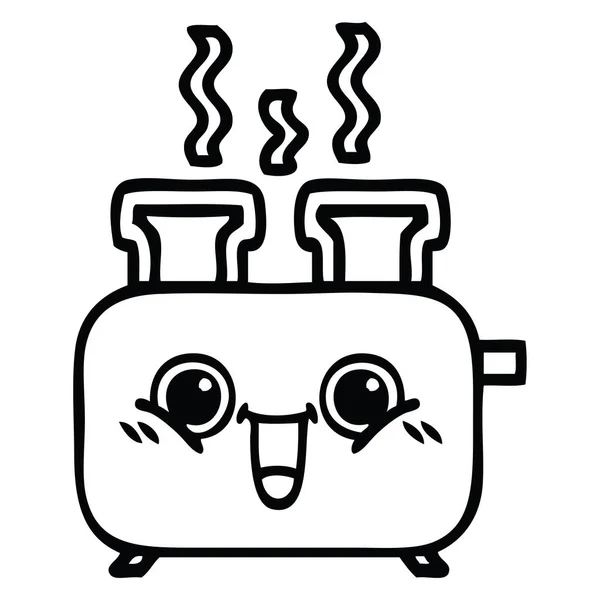 Lijntekening Cartoon Van Een Voor Een Toaster — Stockvector