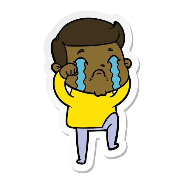 Sticker Cartoon Man Crying — Stock Vector