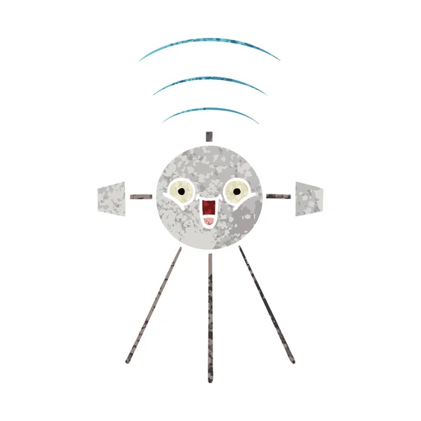 Retro ilustración estilo de dibujos animados satélite — Archivo Imágenes Vectoriales