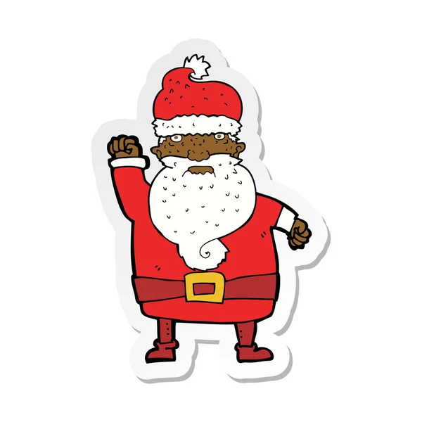 Sticker of a cartoon angry santa claus — Stock Vector