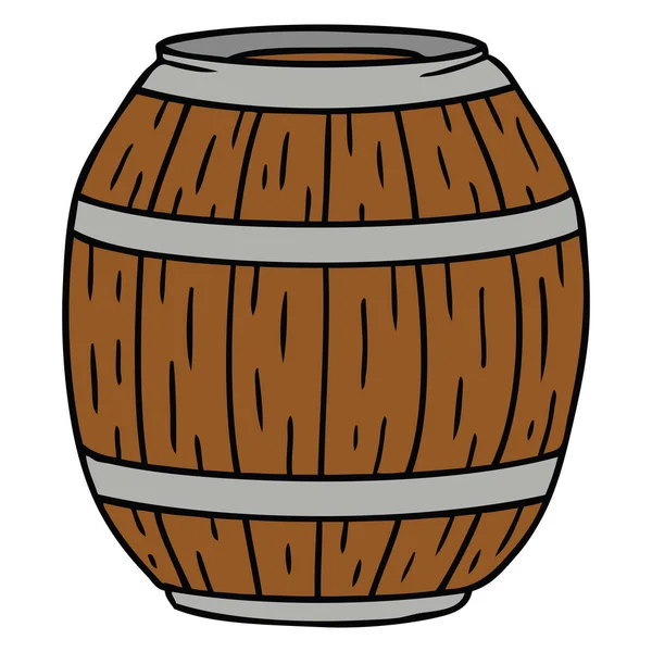 Doodle de desenho animado de um barril de madeira — Vetor de Stock