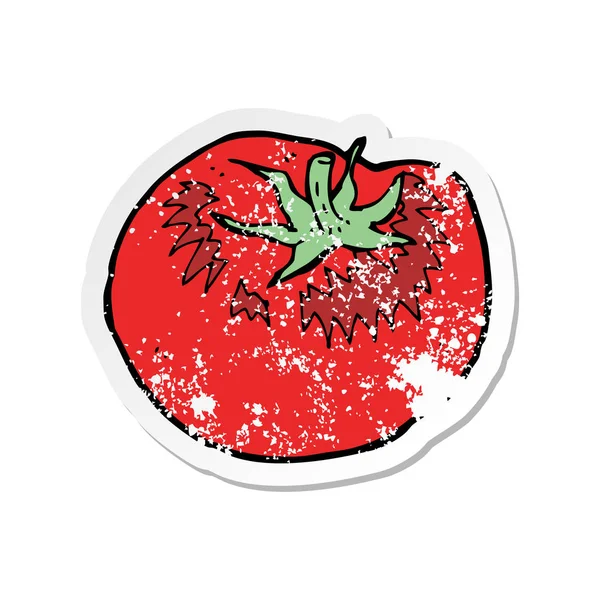 Etiqueta Angustiada Retro Tomate Desenho Animado — Vetor de Stock
