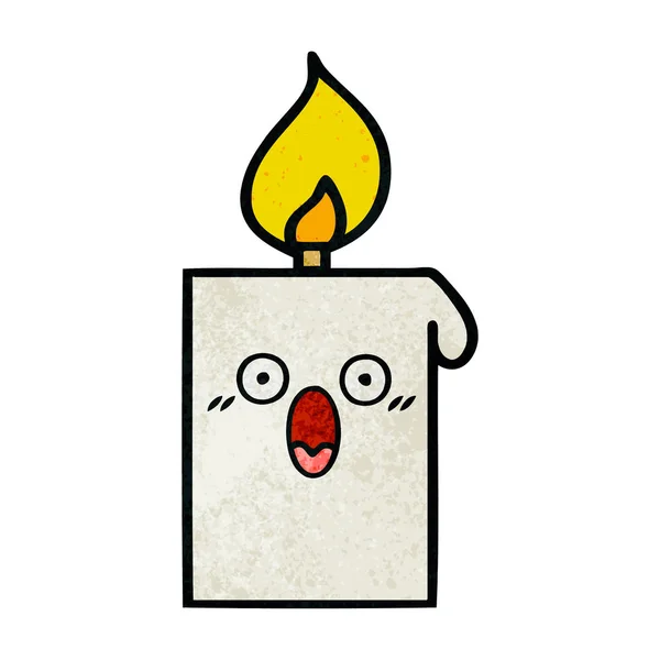 复古的格格纹理卡通点燃的蜡烛 — 图库矢量图片