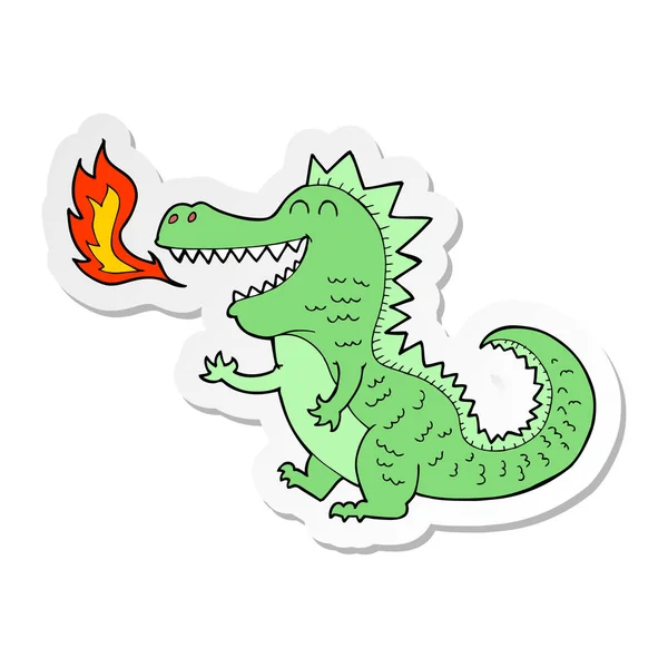 Sticker Cartoon Fire Breathing Dragon — Stock Vector