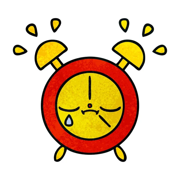 Caricatura Textura Grunge Retro Reloj Despertador — Archivo Imágenes Vectoriales