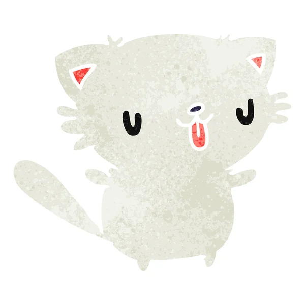 Desenhos animados retro de gato kawaii bonito —  Vetores de Stock