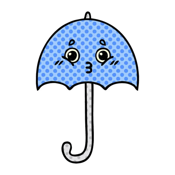 Guarda-chuva de desenhos animados estilo quadrinhos — Vetor de Stock