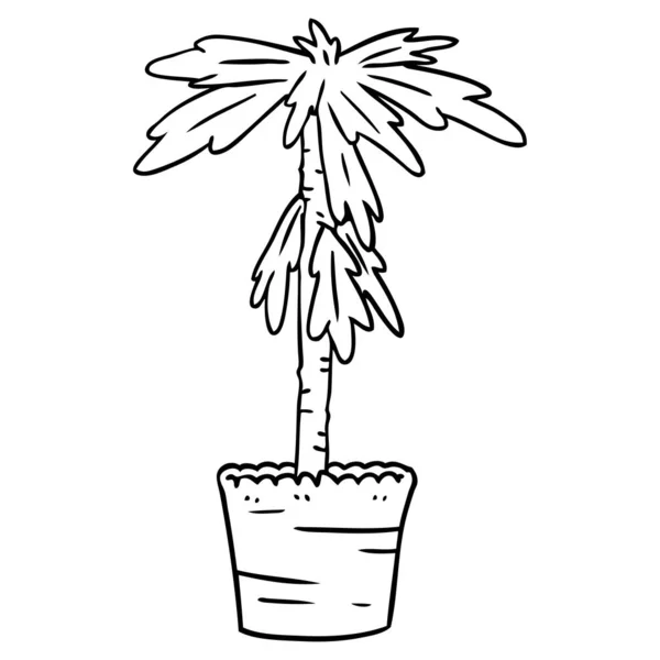 Χέρι Συρμένο Γραμμικό Σχέδιο Doodle Του Ένα Φυτό Σπιτιού — Διανυσματικό Αρχείο