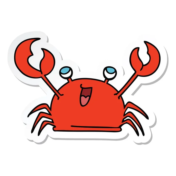 Autocollant d'un dessin animé dessiné à la main bizarre crabe heureux — Image vectorielle