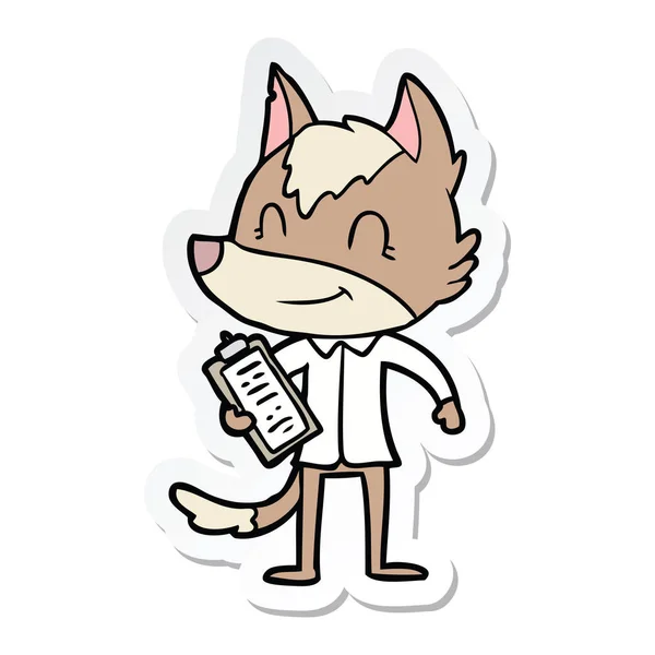 Sticker Van Een Vriendelijke Cartoon Wolf Boss — Stockvector