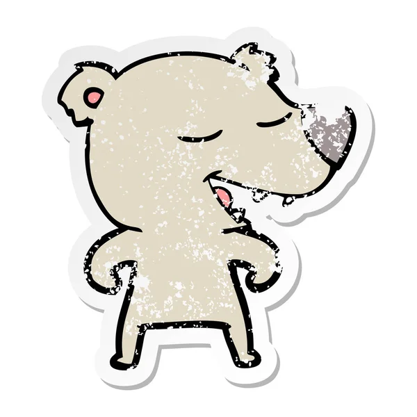 Distressed Sticker Cartoon Bear — Stock Vector